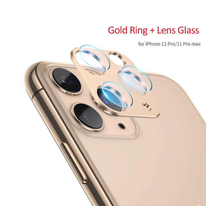 Золотой Для iPhone 11 Pro Max пленка из закаленного стекла задняя крышка объектива камеры металлическое защитное кольцо чехол для iPhone 11 защита экрана - Цвет: Золотой