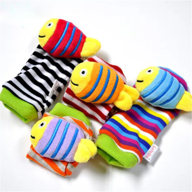 

New Style Baby Rattle Wrist Sock Toys Infant Kids Cute Cartoon Animal Early Education Soft Hand Bell Rattle Stuffed Plush Toys