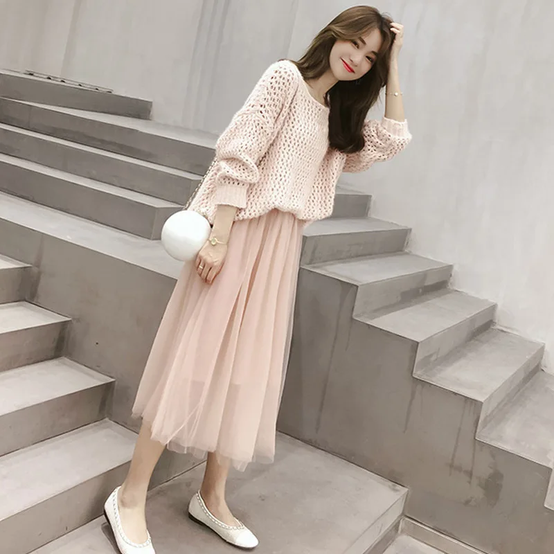 [Низкая цена] сетчатый красный женский костюм из двух предметов элегантное