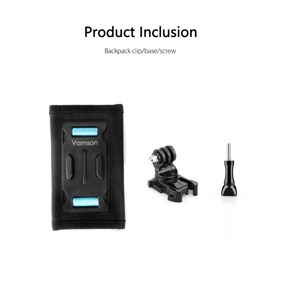 Vamson for Gopro 8 7 6 5 session Accessories Backpack Clip 360 Degree Rotatable Fixed Bracket Base for DJI OSMO for Yi 4K VP526