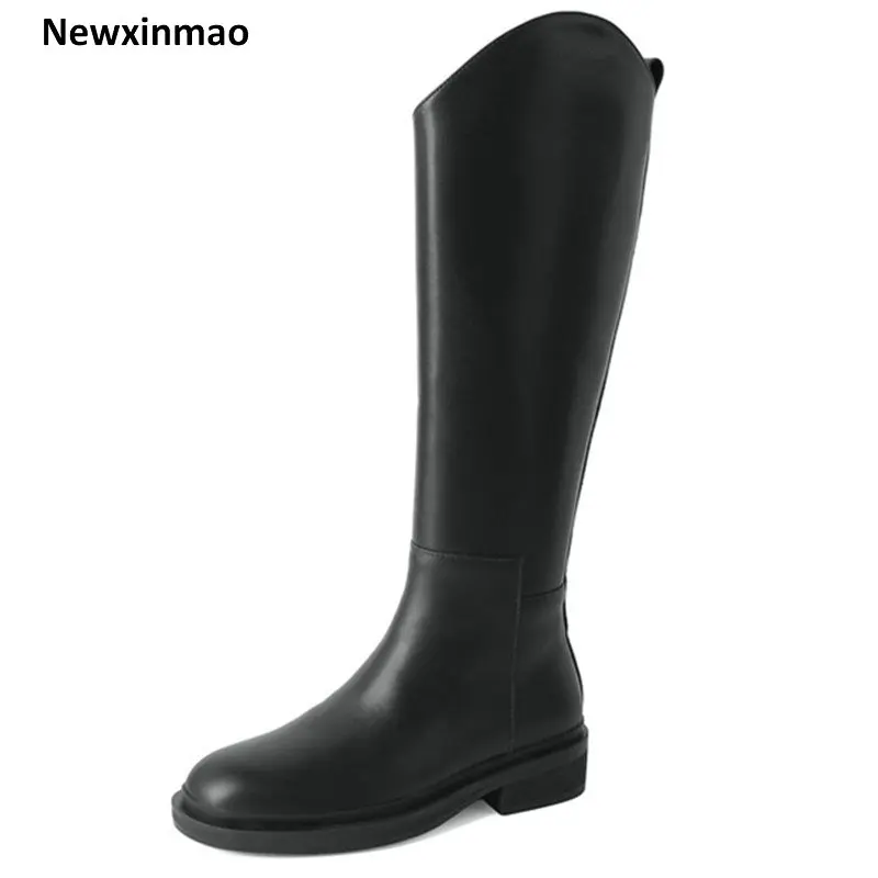 

Fashion Popular Casual Women Knee-High Boots Concise Genuine Leather Autumn Winter New zipper Long Shoes Woman Brand