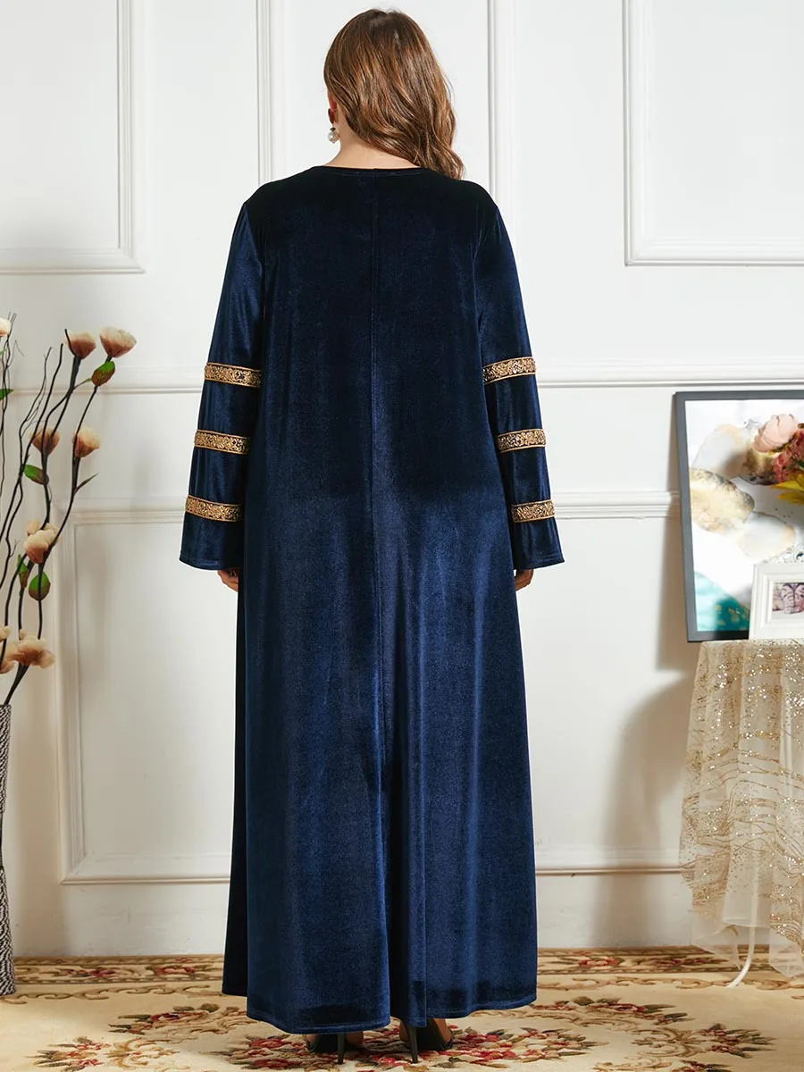 Женское бархатное платье-абайя, длинное платье-кимоно в мусульманском стиле Дубая, простая повседневная верхняя одежда, спортивный костюм, ... от AliExpress RU&CIS NEW