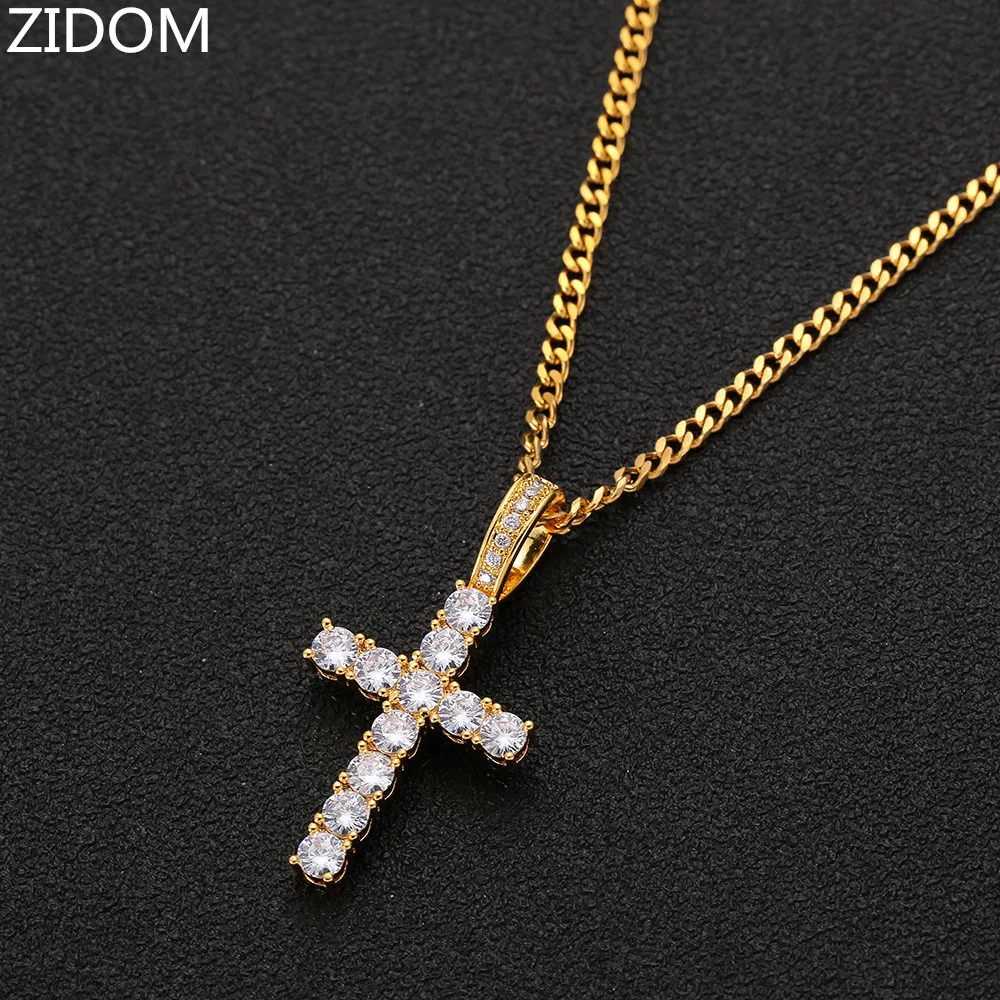Мужские ожерелья с подвеской в стиле хип хоп iced out bling Cross мужские винтажные