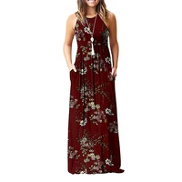 gule gule womens summer sleeveless elastic empire waist pleated floral maxi long dresses with pockets