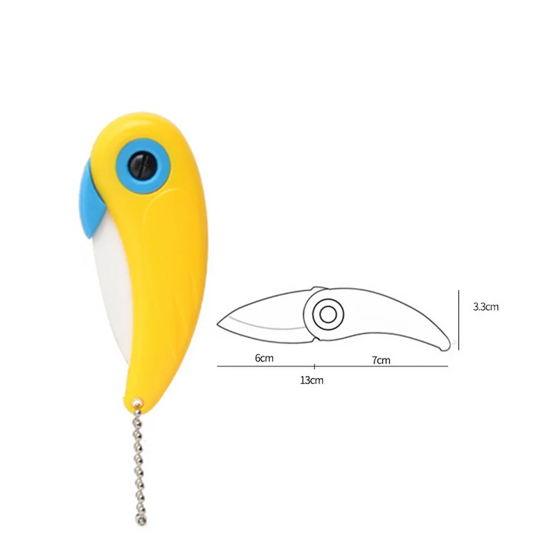 

1pc Mini Ceramic Pare Peel Cutlery Vegetable Cut Pocket Peeler Picnic Fruit Box Kitchen Fold Knife Bird Bag