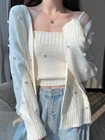 Новый популярный Стиль свободная верхняя одежда белый вязаный кардиган женский мягкий свитер от ветра пальто