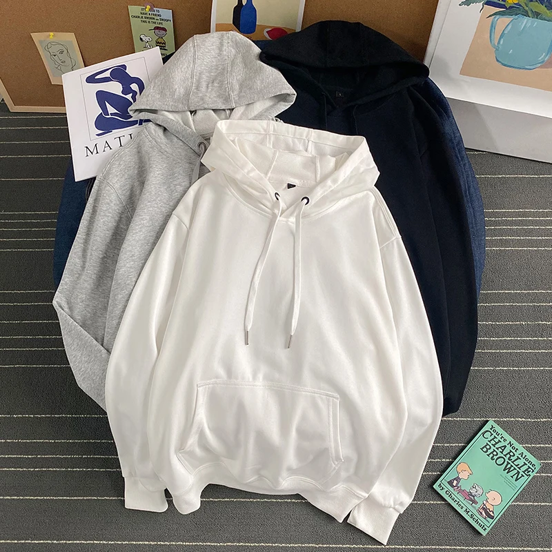 Зимний модный брендовый однотонный свитшот с бархатной подкладкой и капюшоном