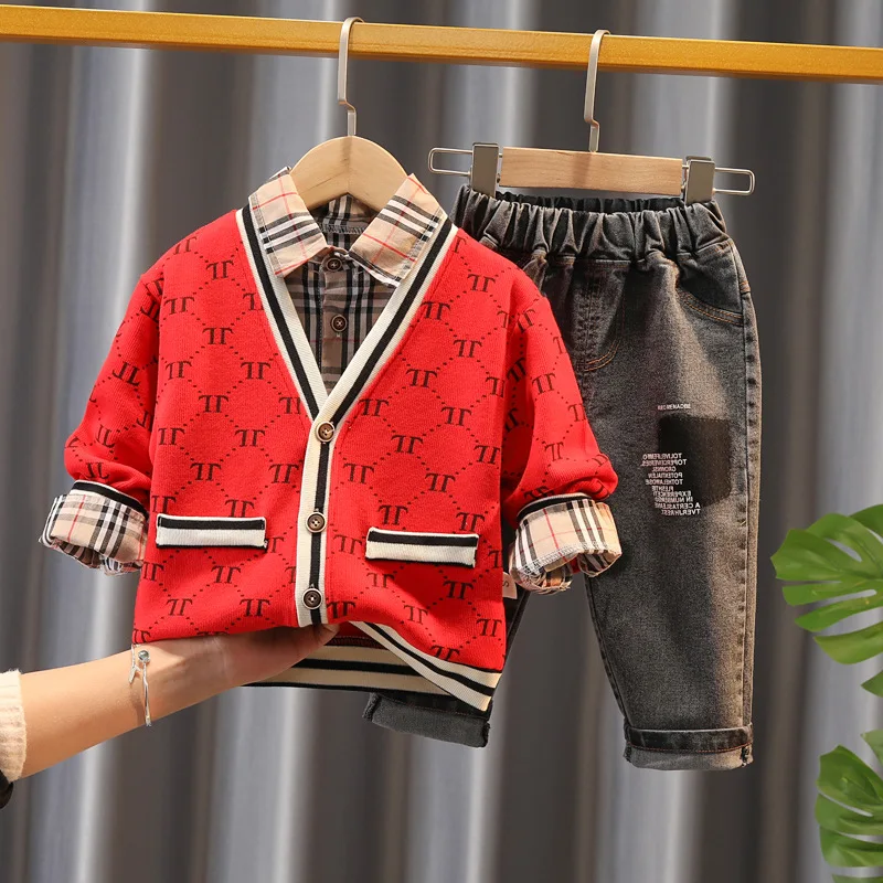 Sudadera beb&eacute; 2021 primavera y oto&ntilde;o secci&oacute;n delgada de los ni&ntilde;os de tres piezas conjunto de 1-2-3 a&ntilde;os ni&ntilde;os coreanos desgaste de los ni&ntilde;os-1