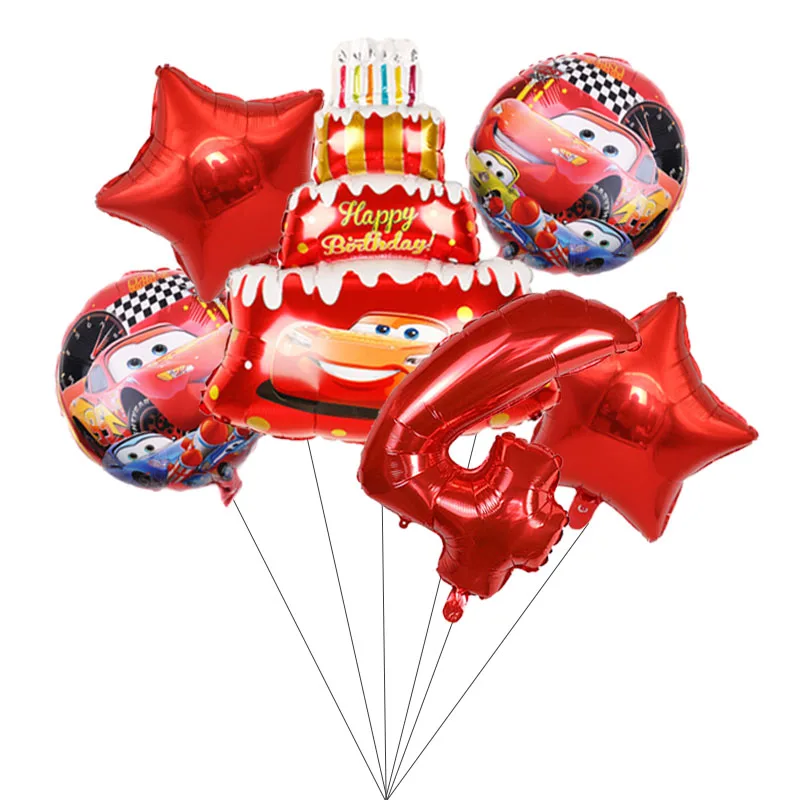 6 шт с машинкой Маккуин на день рождения вечерние украшения торт фольга шарики Baby