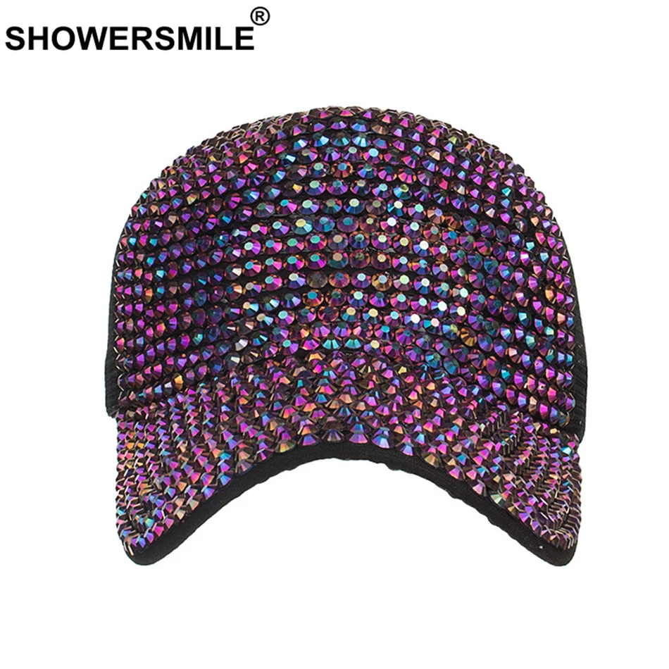 SHOWERSMILE стразы бейсболки для женщин синяя блестящая шляпа со стразами женский
