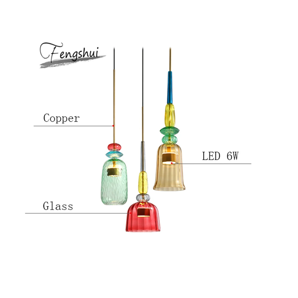 Скандинавский стеклянный подвесной светильник в виде макарона светодиодное