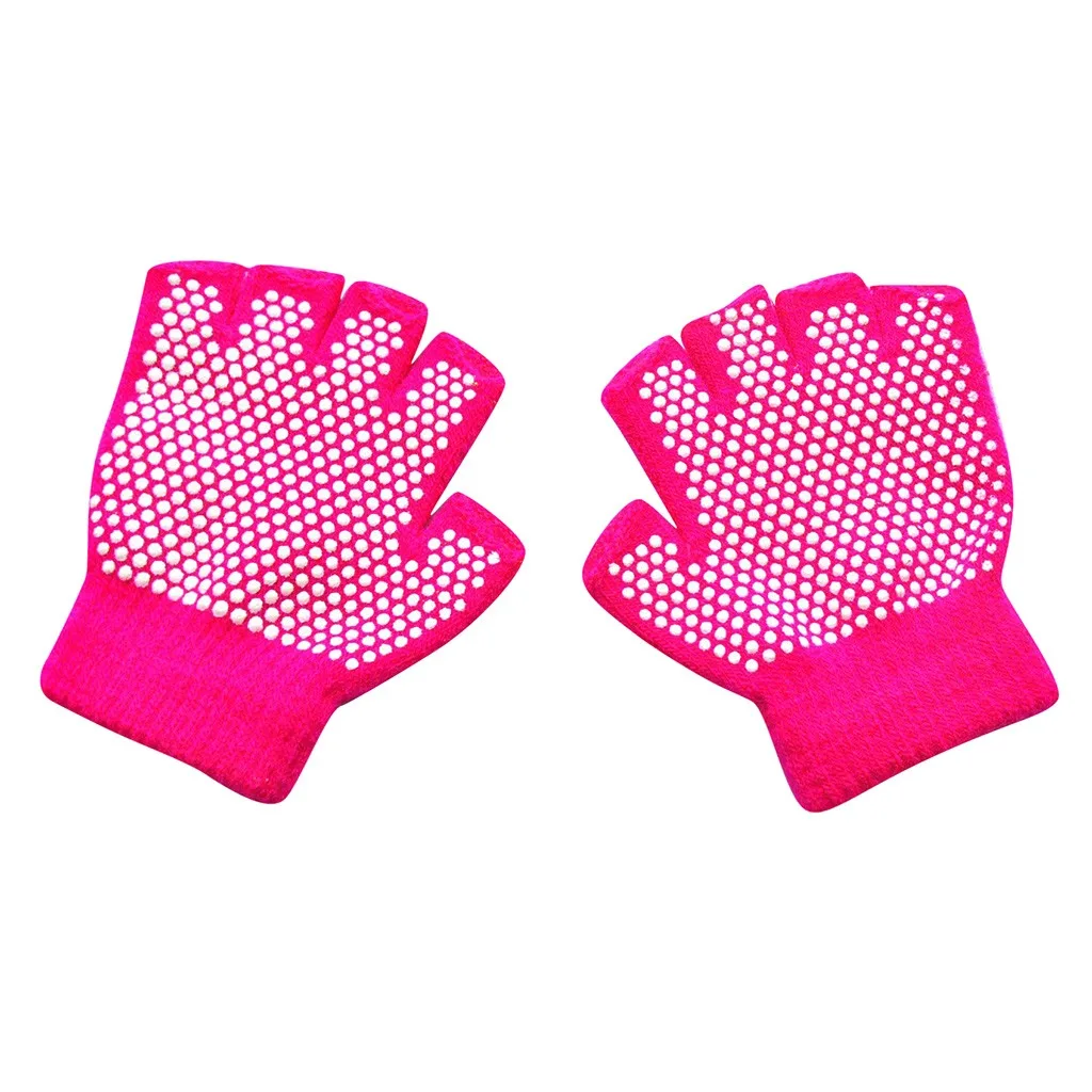 Hot Pink Детские перчатки для малышей Зимние теплые вязаные без пальцев Нескользящие Варежки перчатки rekawiczki dzieciece Прихватки для детей# CN30 - Цвет: Hot Pink