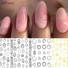 Золотые серебряные круглые наклейки для ногтей s полые Геометрические линии 3D наклейки для дизайна ногтей клейкая слайдер-наклейка звезда лунные Стикеры