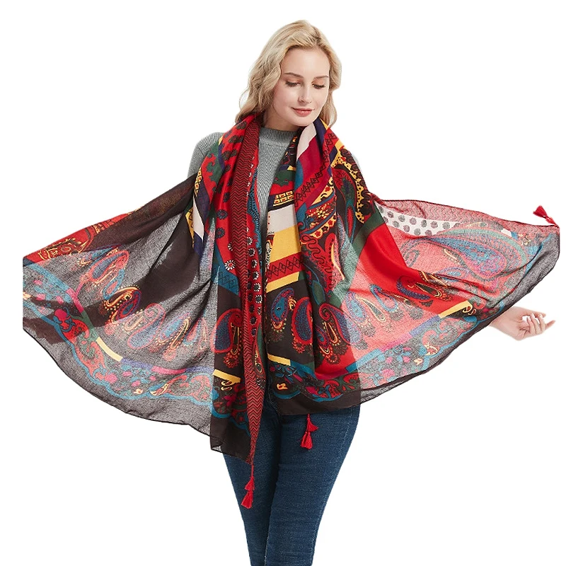 Double Side Tropical Soft Shawls Colorful Exotic Pashmina Wrap Shawl Scarf |