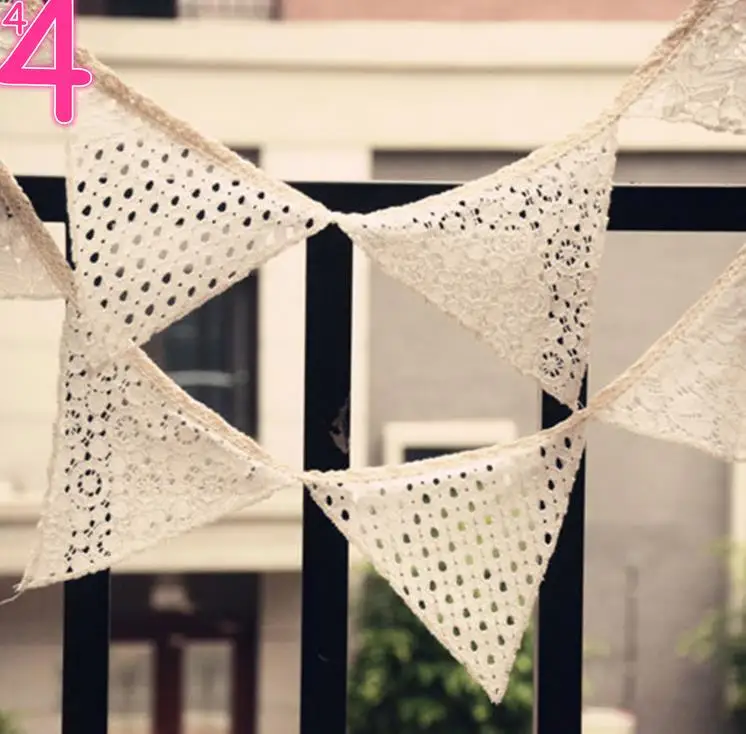 Винтажное белое хлопковое кружево 2 1 м 10 флагов флажки выемка баннер для свадьбы