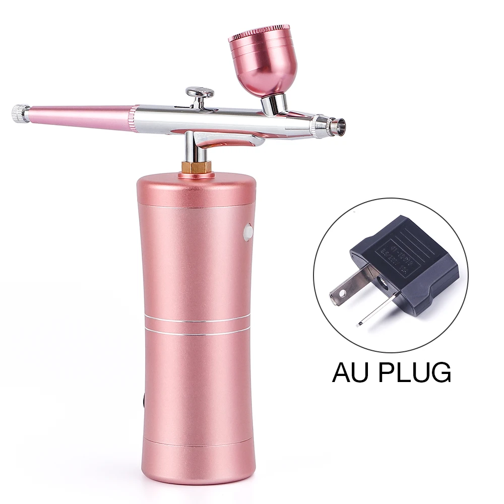 AU plug Топ 0,3 мм розовый мини воздушный компрессор комплект воздушная кисть Краскораспылитель Аэрограф для дизайна ногтей Дизайн татуировки ремесло торт ногтей набор инструментов - Цвет: AU plug