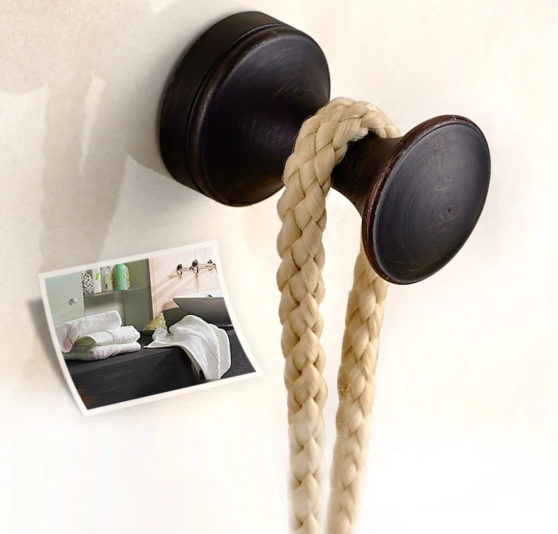 MiNI Robe Hook Аксессуары для ванной комнаты, черная латунная Полка для полотенец, держатель для туалетной бумаги, держатель для мыла, вешалка для полотенец, держатель для полотенец, бронзовое масло - Цвет: MiNI Robe Hook