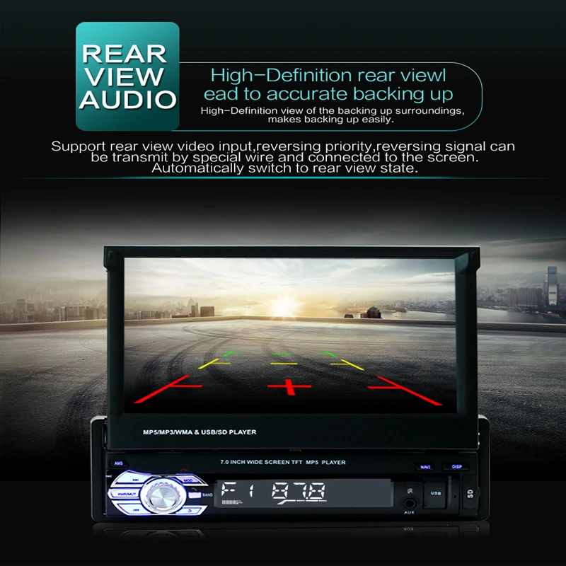 Автомобильный стерео приемник 1din аудио Bluetooth радио с 7 &quotHD выдвижной сенсорный