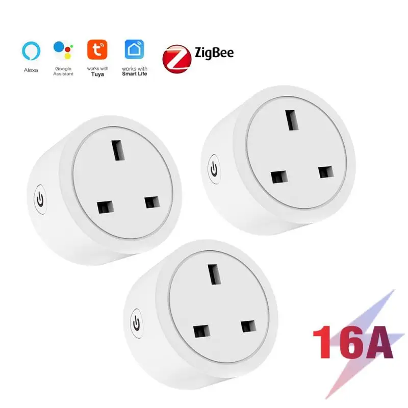 

Tuya ZigBee WiFi Smart Plug 16A 90-250V VAdapter Wireless Remote Voice Control Power Monitor Timer Socket For Google Home Alexa