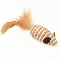 cat toys colored stripes braided small mouse with feather tail for teasing cats funny cat interactive toy for kitten