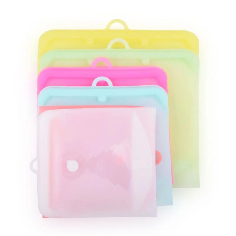 

1PC Silicone Food Bag Zero Waste Ziplock Reusable Snack Bag Vegetable Fruits Sandwich Bag Leaking -Proof Kitchen Food Container