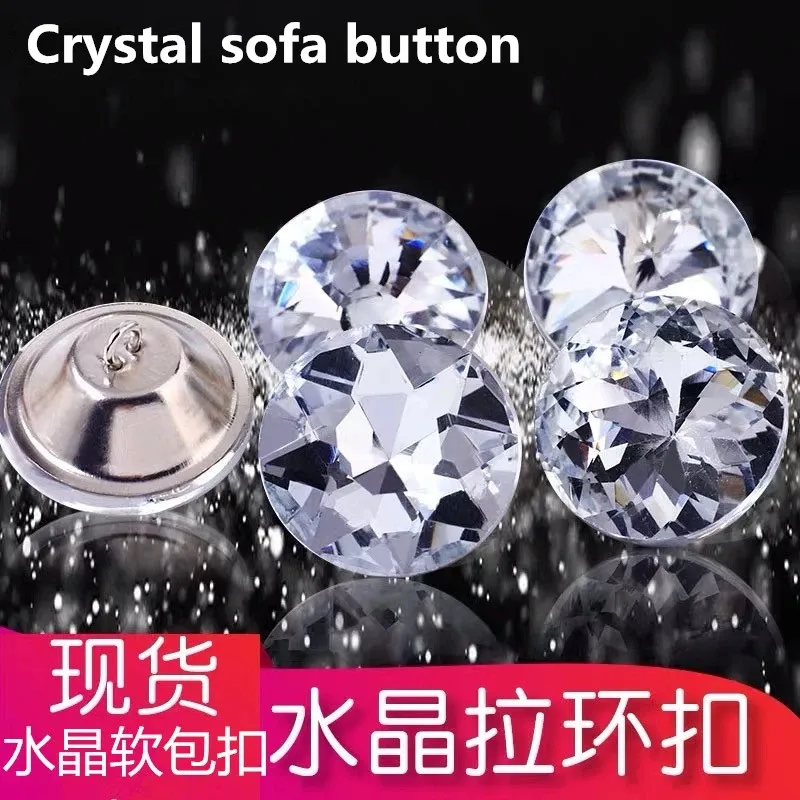 

50pcs/lot Crystal Diamante Rhinestone Buttons for Clothes Round Sewing Crystal Sofa Buttons Crafts Home Decor 25mm/30mm