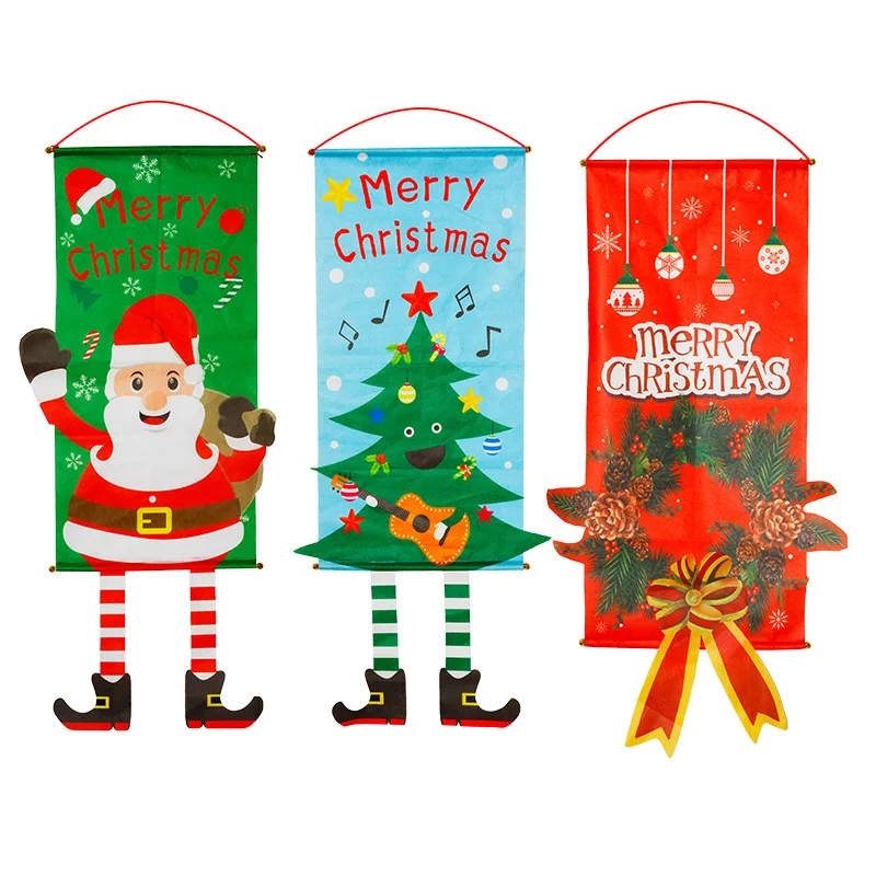 

Christmas pull flag Christmas hanging cloth hanging shopping mall party store home clothing wall cloth decoration