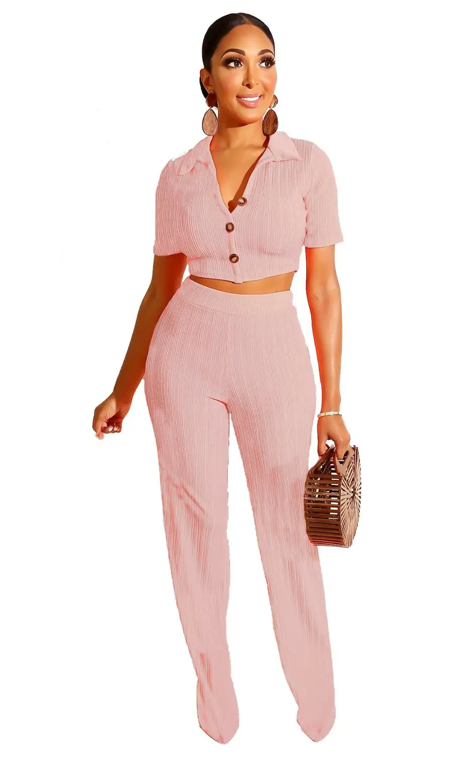 Женский однобортный комплект AHVIT из двух предметов повседневный укороченный топ