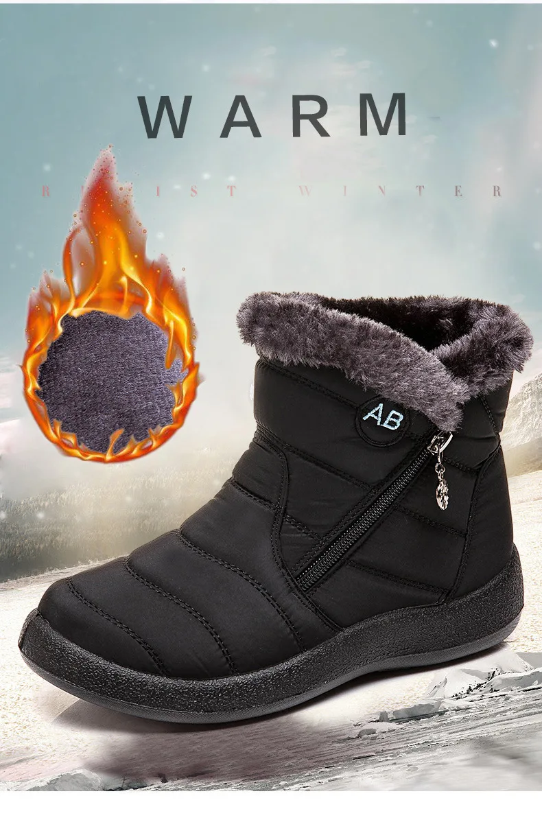 Ankle Boots For Women Boots Fur Warm Snow Boots Female Winter Shoes Women Waterproof Padded Boots Winter Booties Women Footwear