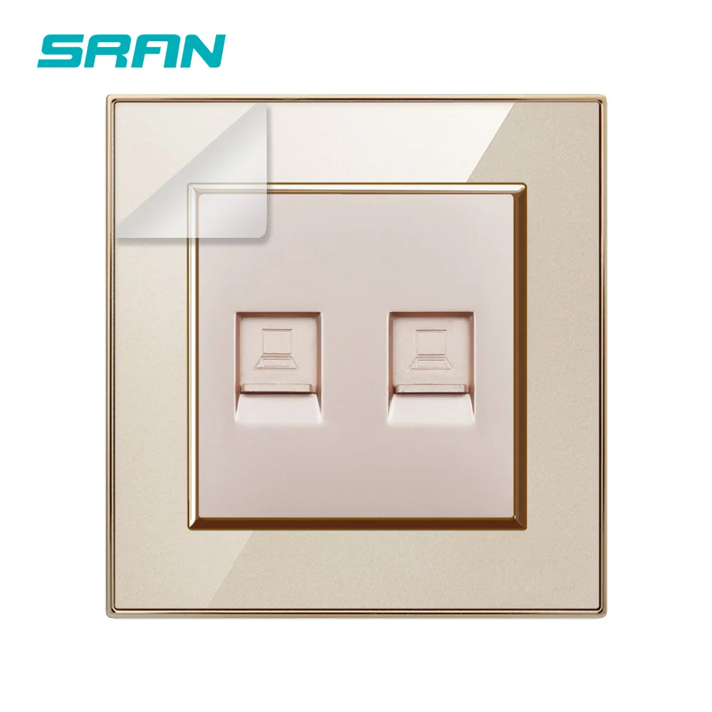 SRAN оптовая продажа настенная двойная розетка с интерфейсом RJ45 кристальная