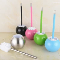 stainless steel toilet bowl brush bathroom cleaning brush with base creative round colorful toilet bowl brush wc accessories