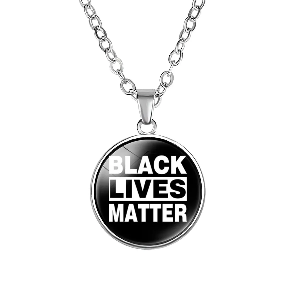 

10PC Black Lives Matter I Can't Breathe Round Glass Cabochon Silver Plated Pendant Necklace Jewelry Style Art Photo Gifts