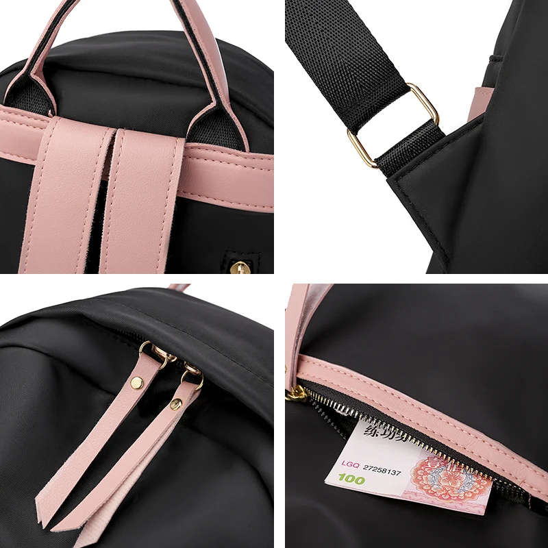 

New Casual Oxford Backpack Women Black Waterproof Nylon School Bags for Teenage Girls High Quality Fashion Travel Tote Packbag
