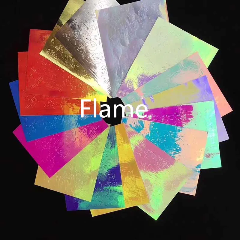 16pc flame Огненная полоса Голографическая лента для дизайна ногтей Наклейка s тонкая Лазерная серебряная полоса наклейка DIY Фольга Наклейка - Цвет: 16pc flame