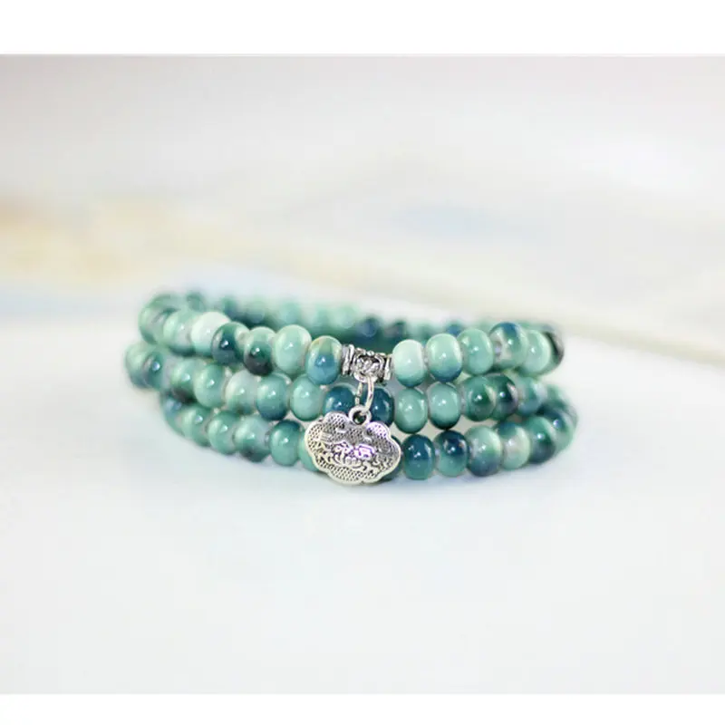 Y001 BIGBING Jewelry Green Colorful Ceramic Beads Layered Bracelet Fashion High Quality |