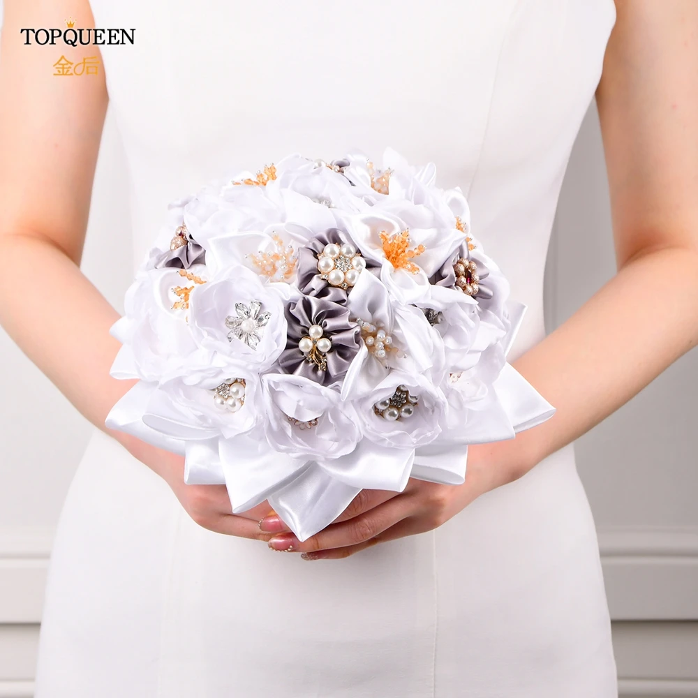 TOPQUEEN SF8 роскошный свадебный букет белые свадебные цветы искусственный невесты