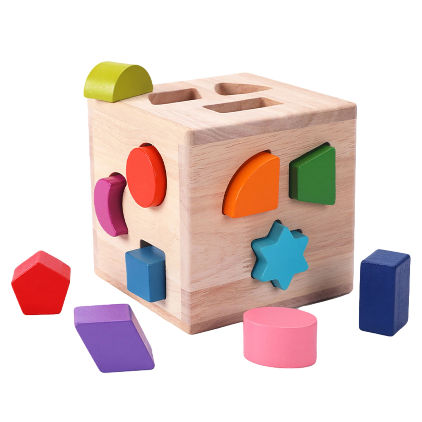 

Novelty Creative Wooden Shape Interesting Sorter Toy With 12 Colorful Geometric Shape Blocks Childrens Kids Educational Toy Gift