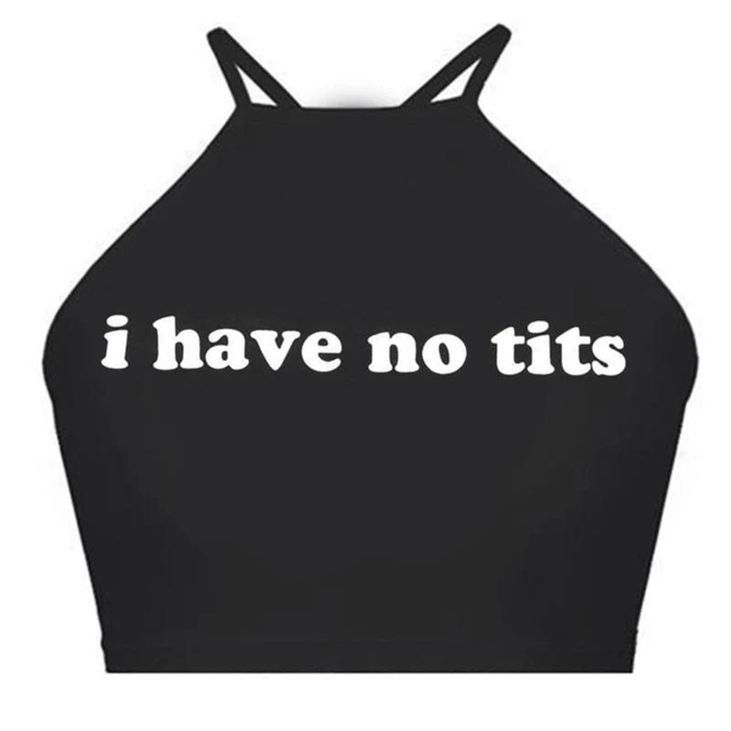 Летний пикантный кроп Топ для женщин без груди рукавов с буквами бюстгальтер