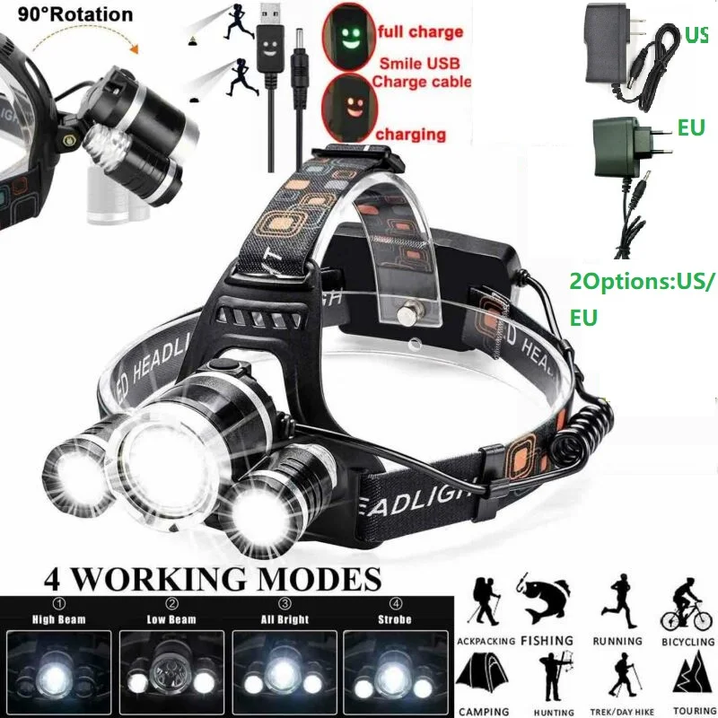 

T6 Headlight LED Headlight Headlamp Head Torch Flashlight Light Useful