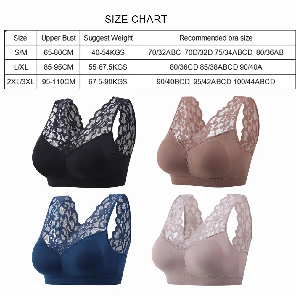 

2PCS Women Lace Sexy Bras tops Women Intimates Push Up Sports Bra For Women Breathable Fitness Gym Bra Top Padded One Piece Bra