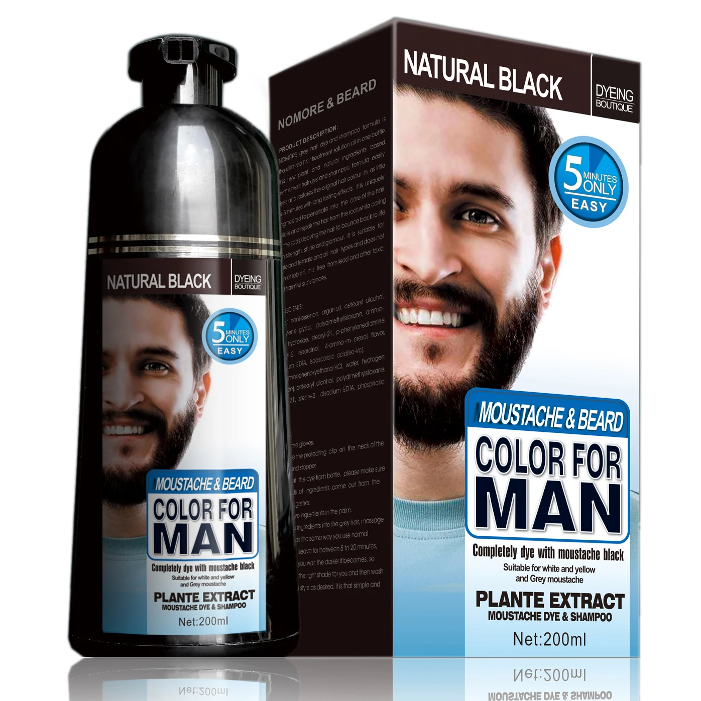 

100% Natural Beard Dye Cream Men Mustache Beard Cream Natural Black Dye Wax Fast Color Long Lasting Black Beard Care Tint Cream