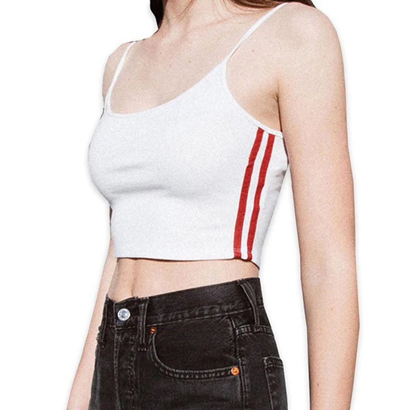Сексуальные женские полосатые топы на бретельках обрезанный кроп-топ летний