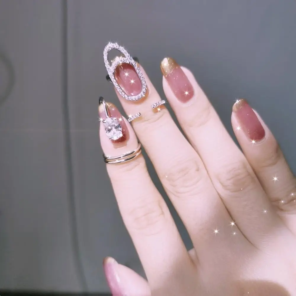 Кольцо на ноготь для женщин и девочек HUANZHI блестящее геометрическое