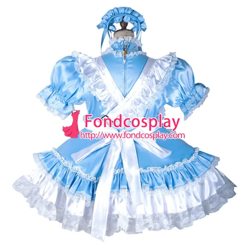 

Sissy maid satin dress lockable Uniform cosplay costume Tailor-made[G2151]