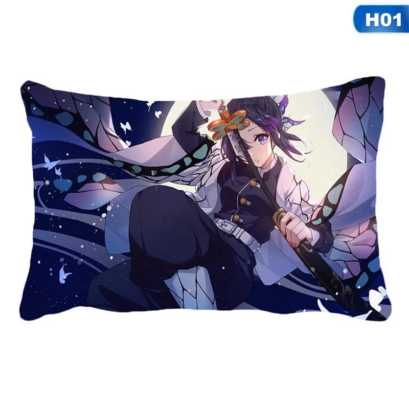 

For Demon Slayer Pillowcase Kimetsu No Yaiba Printed Pillow Cover Anime Cartoon Cushion Cover Decorative Pillowcase 50x30cm