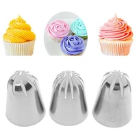 3 pcs super large russian icing piping tips set cream nozzle pastry stainless steel cupcake diy dessert baking pastry tips set