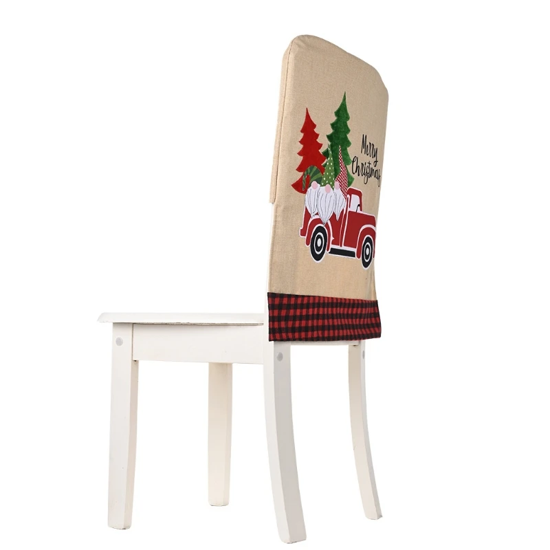 

2022 New 2pcs Christmas Chair Covers Red Xmas Seat Back Cover Xmas Dining Slipcover