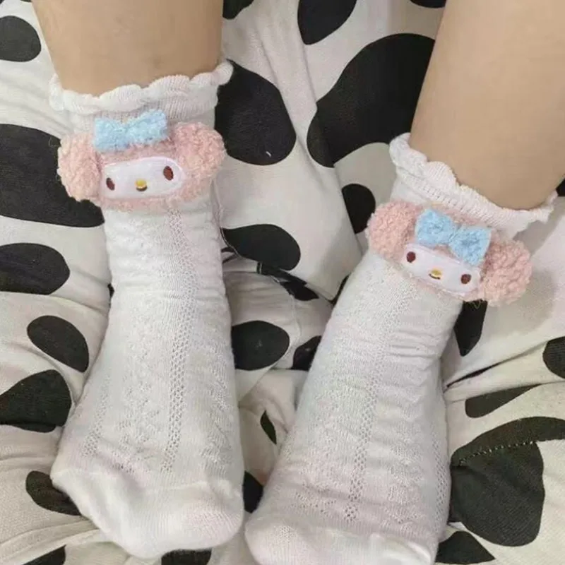 

Kawaii Cartoon Stars Cinnamoroll Kuromi My Melody Cute Cotton Socks Plush Upholstered Cotton Socks Anime for Girl Christmas Gift