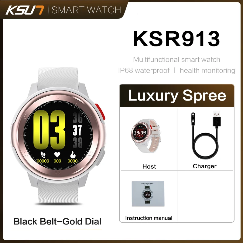 Смарт-часы KSR913, браслет с 20 циферблатами, часы с циферблатом, фитнес-трекер, IP68, водонепроницаемые, с нажатием на сообщение, bluetooth, Смарт-часы для мужчин, смарт-браслет - Цвет: KSR913-White