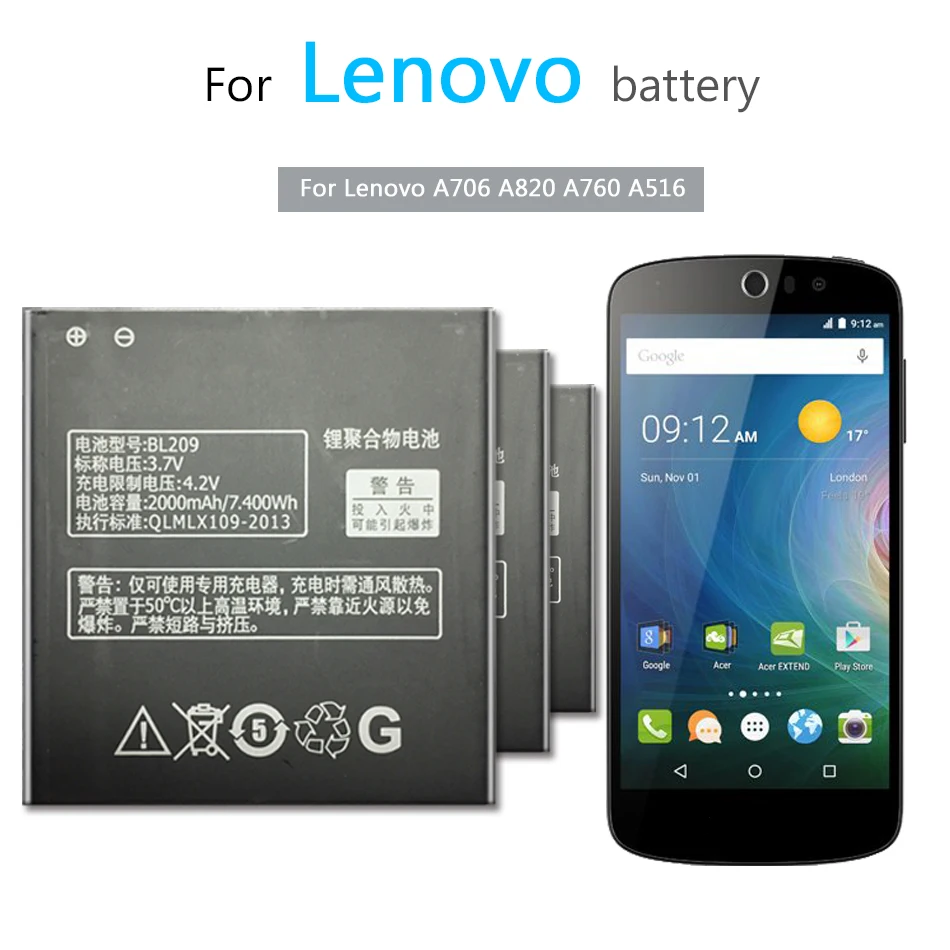 BL209 для lenovo A706 A788T A820E A760 A516 A378T A398T полимерный литий-ионный аккумулятор Аккумулятор